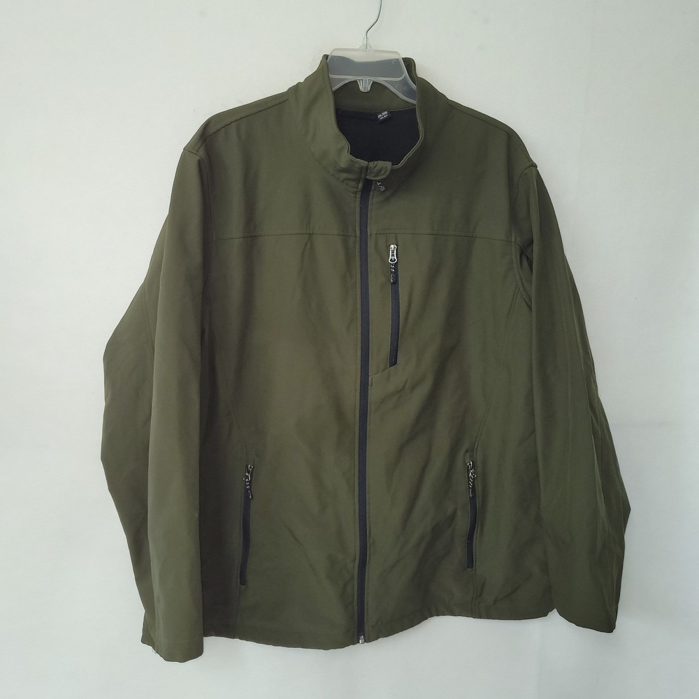 Swiss Tech Softshell Jacket Mens 2XL Military Green Full Zip Stretch SM48601YB